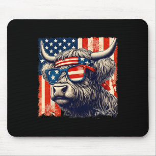 Cow Sungles American Flag 4th Of July Farmer Mouse Pad