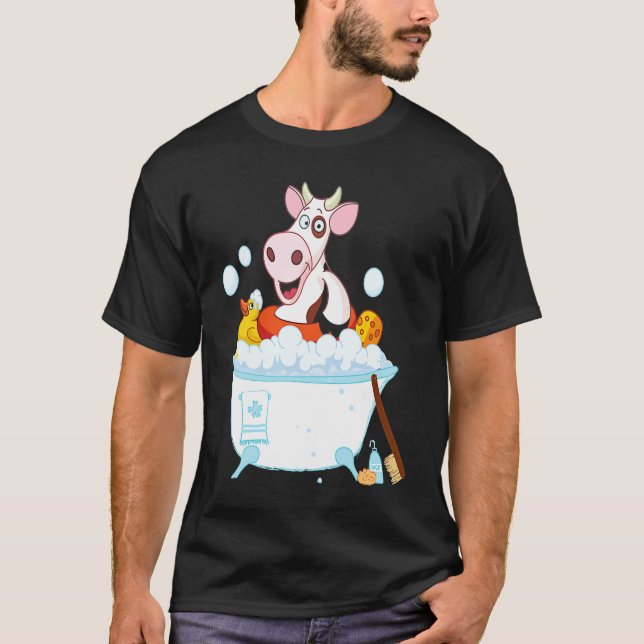 Cow Taking Bath Animal Cows T-Shirt (Front)