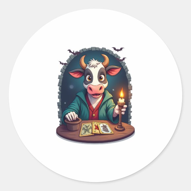 Cow Tarot of Terror Classic Round Sticker (Front)