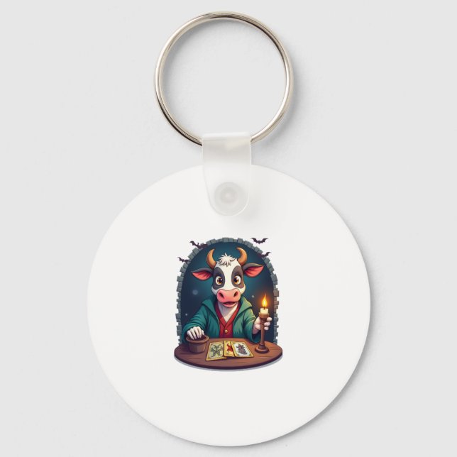Cow Tarot of Terror Keychain (Front)