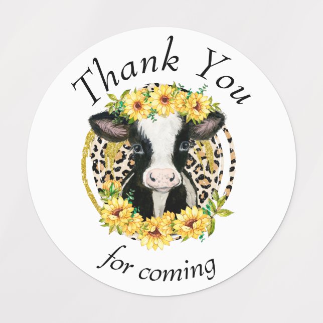 Cow thank you  Labels (Design 1)