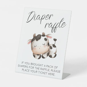 Cow theme baby shower diaper raffle game sign