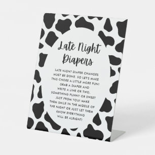 Cow Theme Late Night Diaper Game Sign