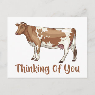 Cow Thinking of You Hello Miss You Farm Farmer Postcard