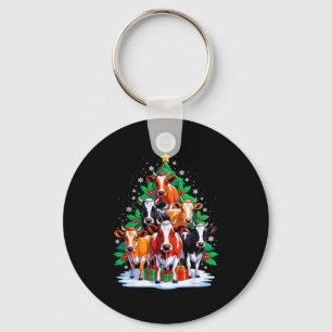 Cow Tree Christmas Cow Lover Xmas Squad Men Women  Keychain