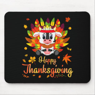 Cow Turkey Costume Heart Happy Thanksgiving Day Da Mouse Pad