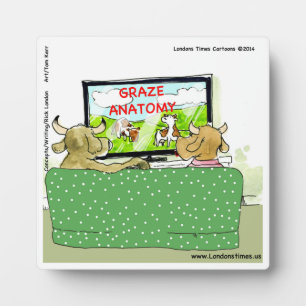 Cow TV Funny Cartoon Plaque