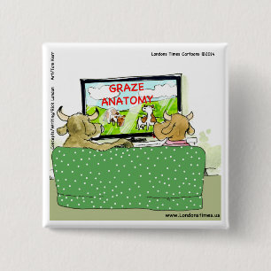 Cow TV Shows Funny Cartoon 2 Inch Square Button