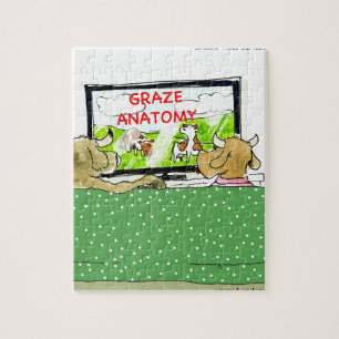 Cow TV Shows Funny Cartoon Jigsaw Puzzle