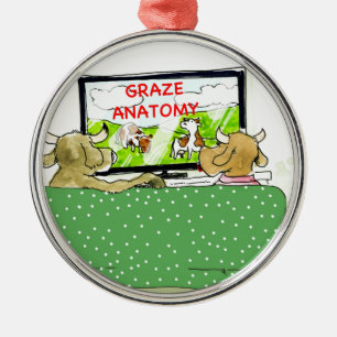 Cow TV Shows Funny Cartoon Metal Ornament