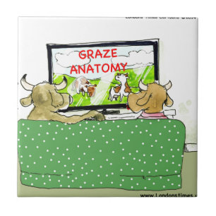 Cow TV Shows Funny Cartoon Tile