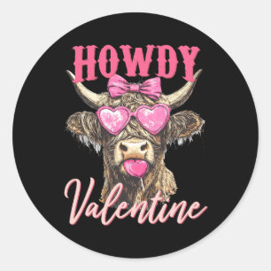 Cow Valentine Coquette Classic Round Sticker