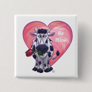 Cow Valentine's Day 2 Inch Square Button