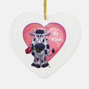 Cow Valentine's Day Ceramic Ornament