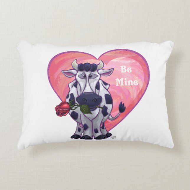 Cow Valentine's Day Decorative Pillow (Front)
