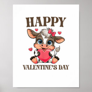 Cow Valentine's Day Heart Gifts tee funny Cow Cute Poster