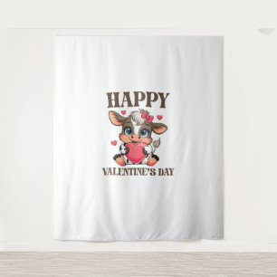 Cow Valentine's Day Heart Gifts tee funny Cow Cute Tapestry
