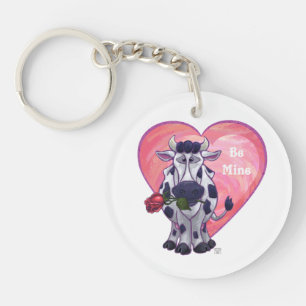 Cow Valentine's Day Keychain