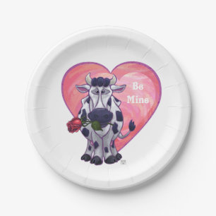 Cow Valentine's Day Paper Plate
