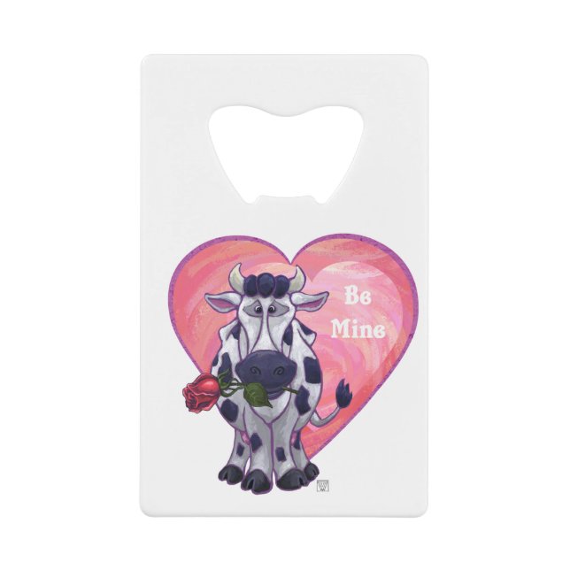 Cow Valentine's Day Wallet Bottle Opener (Front)