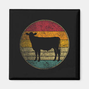 Cow - Vintage Distressed Retro Silhouette 60s 70s Magnet