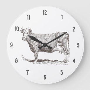 Cow vintage funny large clock