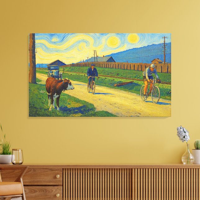 Cow Watching Jules Buysse Tour de France 1926 Canvas Print (Insitu(LivingRoom))