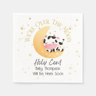   Cow We Are Over The Moon Yellow Baby Shower   Napkin