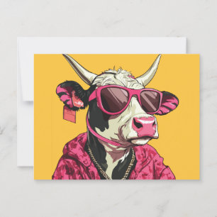 Cow wearing sunglasses postcard