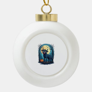 Cow Werewolf Transformation Ceramic Ball Christmas Ornament