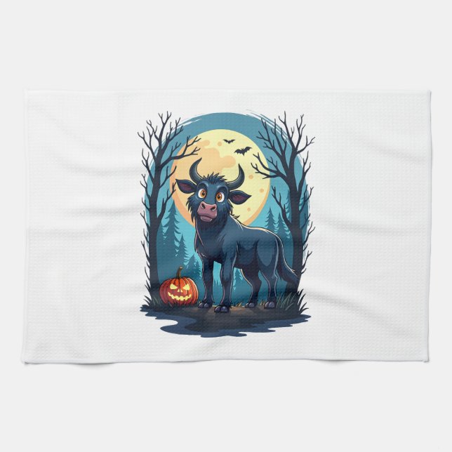 Cow Werewolf Transformation Kitchen Towel (Horizontal)