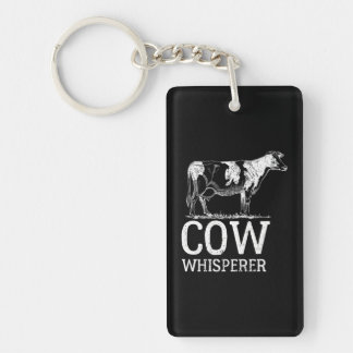 Cow Whisperer Funny Farmer White Keychain