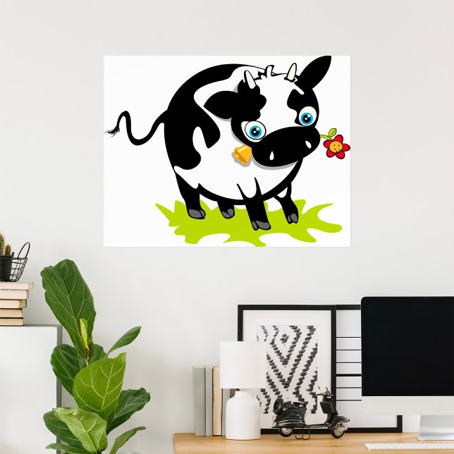Cow With A Flower Poster (Creator Uploaded)