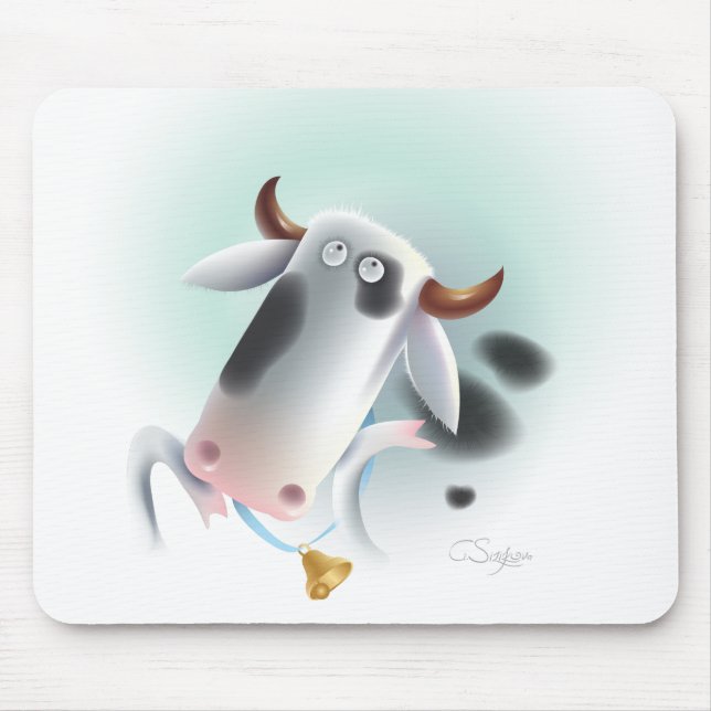 cow with bell mouse pad (Front)