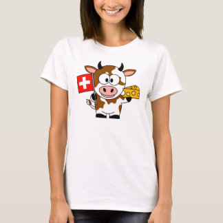 Cow with cheese and Swiss flag T-Shirt