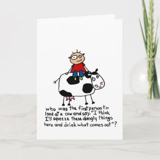 Cow with Dangly Things - Birthday Card