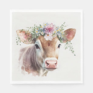 Cow with Floral Headpiece Napkin