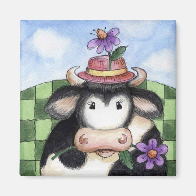 Cow with Hat Magnet (Front)