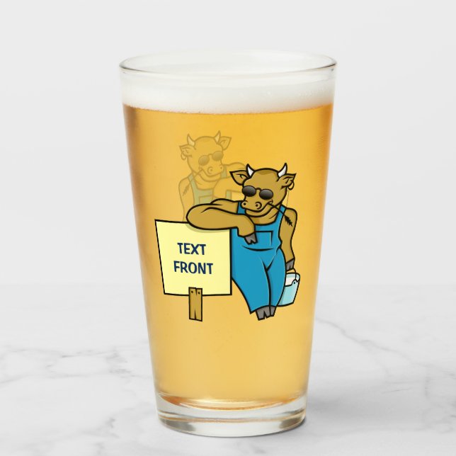 Cow with Sign Glass (Front Filled)