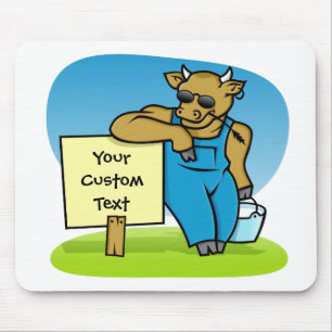 Cow with sign mouse pad