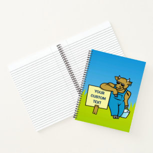 Cow with sign notebook