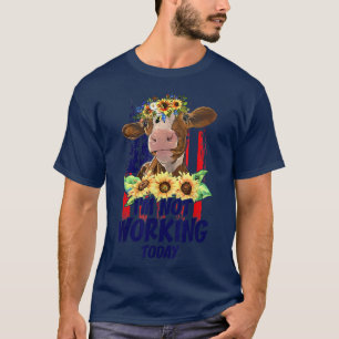 Cow with Sunflowers Farm Animals Happy Labour Day T-Shirt