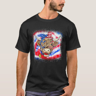 Cow With Usa Flag 4th Of July Bandana And Glasses T-Shirt