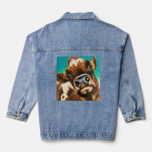 Cow Women's Denim Jacket (Jean Jacket), Denim
