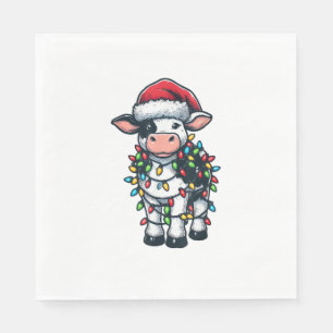 Cow Xmas Outfit Cute Santa Cow  Napkin
