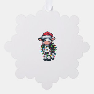 Cow Xmas Outfit Cute Santa Cow Ornament Card