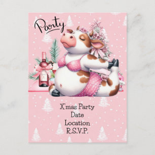 Cow Yoga Pink Christmas Decoration  Postcard