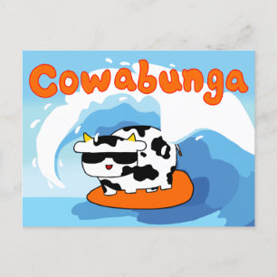 Cowabunga cow postcard