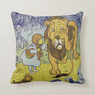 Cowardly Lion Wizard of Oz Book Page Throw Pillow