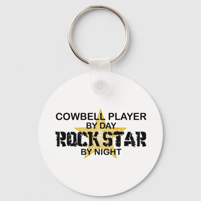 Cowbell Player Rock Star by Night Keychain (Front)